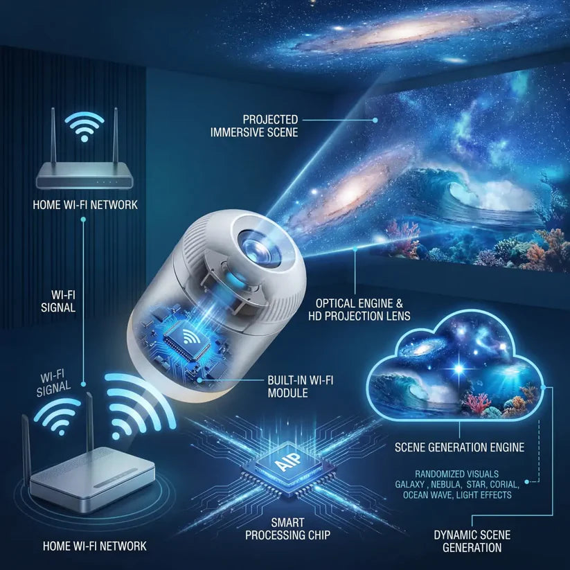 Immersive 5D Galaxy Night Light Projector – Transform Any Room Into a Dreamlike Star & Ocean World