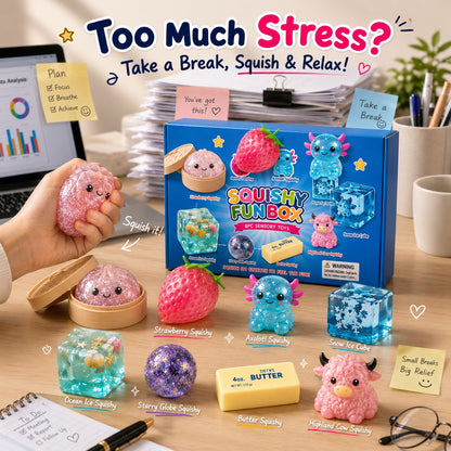8-Piece Mystery Squishy Box — Ultimate Malt Sugar Stress Relief Sensory Bundle