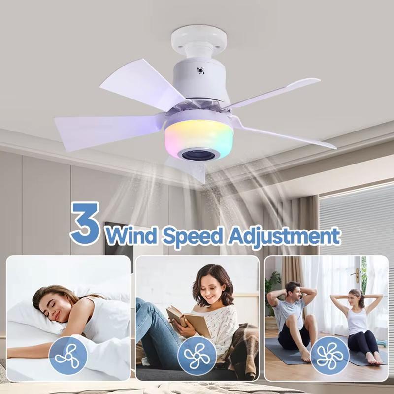🎁Smart E27 Ceiling Fan Light with Hi-Fi Bluetooth Speaker & Mood Lighting  Cool Breezes • Crystal-Clear Sound • 16 Million Colours💡🌬️🎵