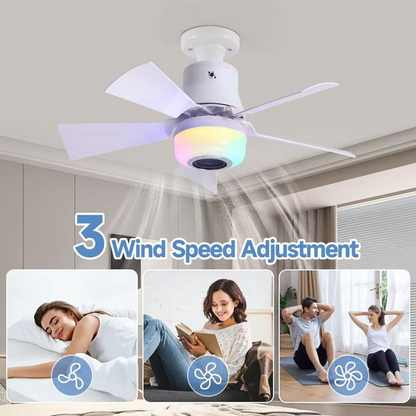 🎁Smart E27 Ceiling Fan Light with Hi-Fi Bluetooth Speaker & Mood Lighting  Cool Breezes • Crystal-Clear Sound • 16 Million Colours💡🌬️🎵
