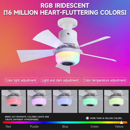 🎁Smart E27 Ceiling Fan Light with Hi-Fi Bluetooth Speaker & Mood Lighting  Cool Breezes • Crystal-Clear Sound • 16 Million Colours💡🌬️🎵