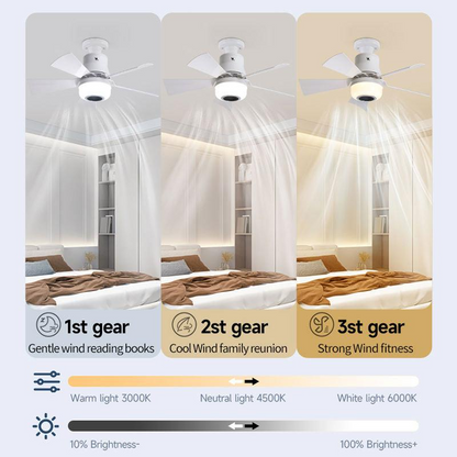 🎁Smart E27 Ceiling Fan Light with Hi-Fi Bluetooth Speaker & Mood Lighting  Cool Breezes • Crystal-Clear Sound • 16 Million Colours💡🌬️🎵