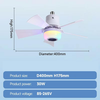 🎁Smart E27 Ceiling Fan Light with Hi-Fi Bluetooth Speaker & Mood Lighting  Cool Breezes • Crystal-Clear Sound • 16 Million Colours💡🌬️🎵