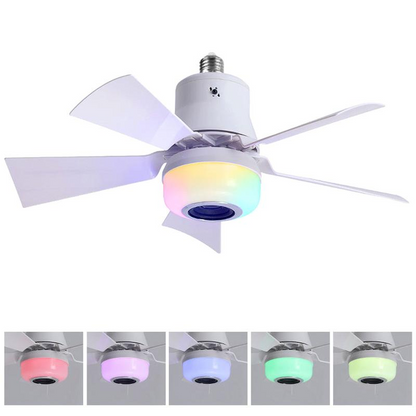 🎁Smart E27 Ceiling Fan Light with Hi-Fi Bluetooth Speaker & Mood Lighting  Cool Breezes • Crystal-Clear Sound • 16 Million Colours💡🌬️🎵