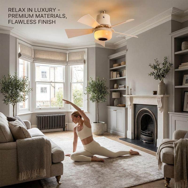 🎁Smart E27 Ceiling Fan Light with Hi-Fi Bluetooth Speaker & Mood Lighting  Cool Breezes • Crystal-Clear Sound • 16 Million Colours💡🌬️🎵