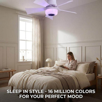 🎁Smart E27 Ceiling Fan Light with Hi-Fi Bluetooth Speaker & Mood Lighting  Cool Breezes • Crystal-Clear Sound • 16 Million Colours💡🌬️🎵