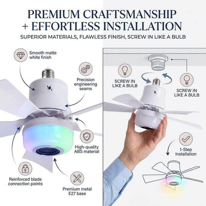 🎁Smart E27 Ceiling Fan Light with Hi-Fi Bluetooth Speaker & Mood Lighting  Cool Breezes • Crystal-Clear Sound • 16 Million Colours💡🌬️🎵