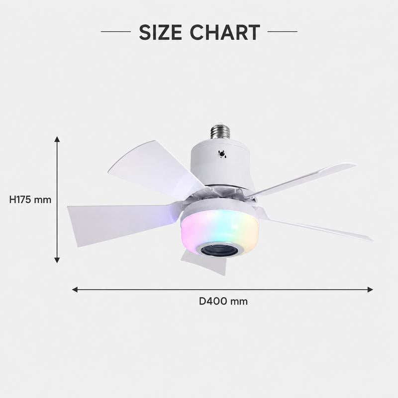 🎁Smart E27 Ceiling Fan Light with Hi-Fi Bluetooth Speaker & Mood Lighting  Cool Breezes • Crystal-Clear Sound • 16 Million Colours💡🌬️🎵