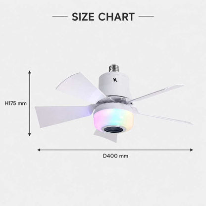 🎁Smart E27 Ceiling Fan Light with Hi-Fi Bluetooth Speaker & Mood Lighting  Cool Breezes • Crystal-Clear Sound • 16 Million Colours💡🌬️🎵