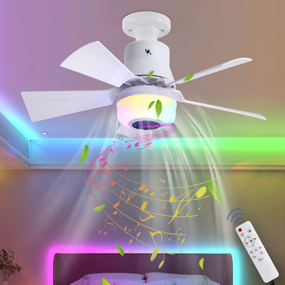 🎁Smart E27 Ceiling Fan Light with Hi-Fi Bluetooth Speaker & Mood Lighting  Cool Breezes • Crystal-Clear Sound • 16 Million Colours💡🌬️🎵