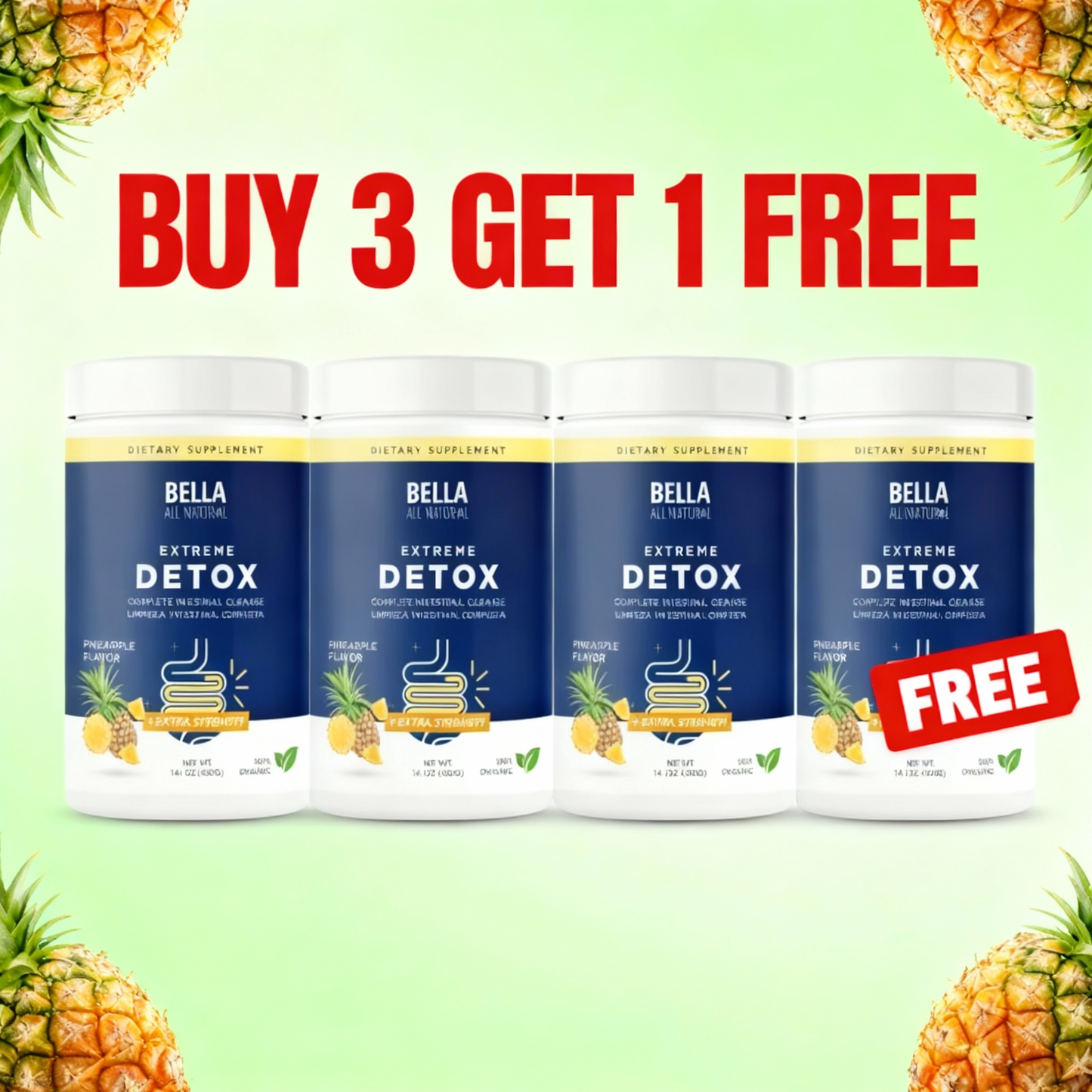 Pineapple Extreme Detox Powder Supports Sleep Balance, Deep Detox & Skin Radiance | All-Natural Cleanse Supplement