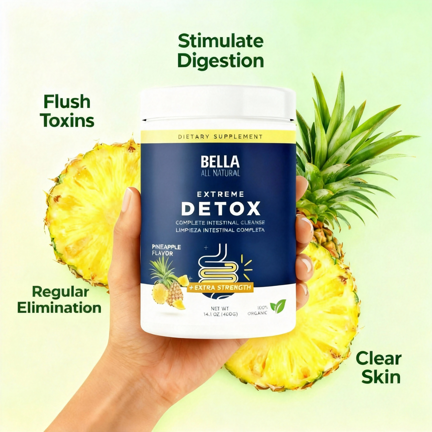 Pineapple Extreme Detox Powder Supports Sleep Balance, Deep Detox & Skin Radiance | All-Natural Cleanse Supplement