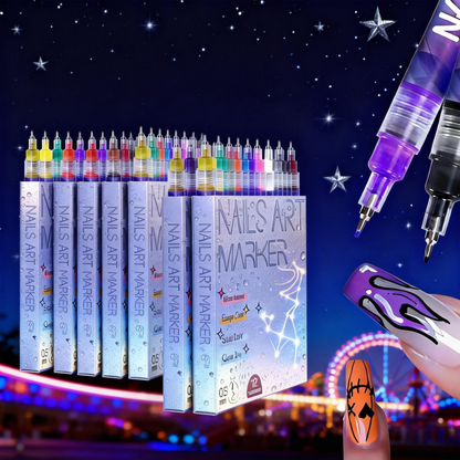 3D Nail Art Pens Set | 12 Vibrant Colors Fine Tip 0.5mm | Quick-Dry Liner & Dotting Tools for  Home