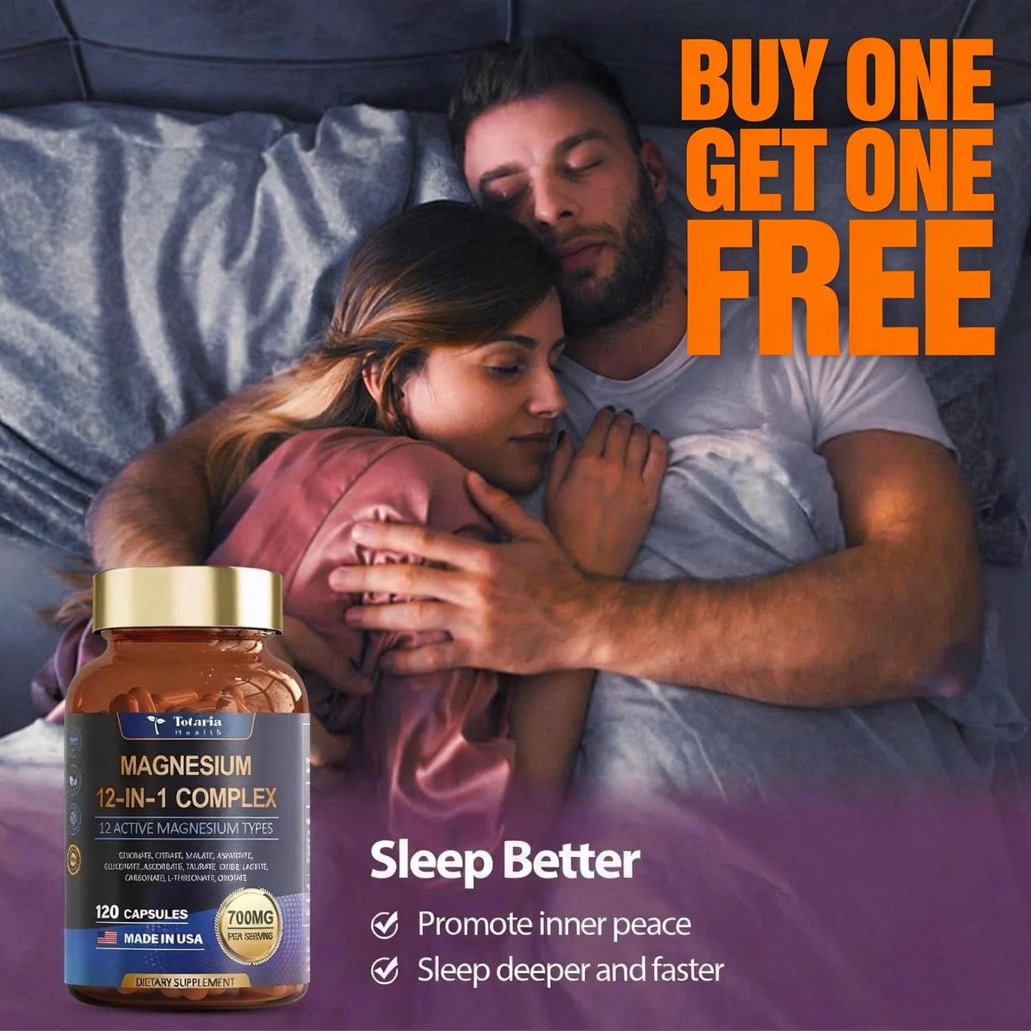 (2PC)Magnesium 12 in 1 Complex 700mg - Glycinate Citrate Malate Taurate