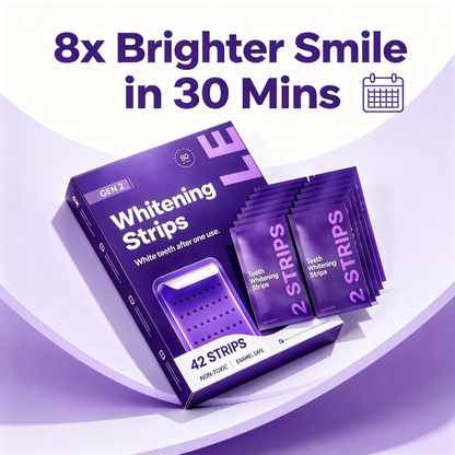 Purple Teeth Whitening Strips 42 Counts | 8x Brighter Smile in 30 Mins