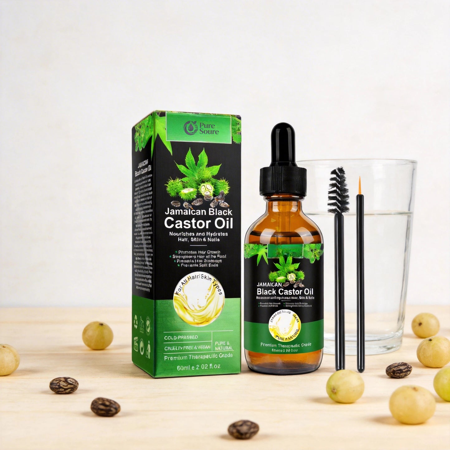 Aliver 100% Pure & Natural Jamaican Black Castor Oil Promotes hair growth，Prevent hair damage