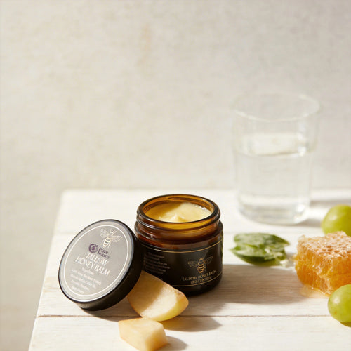 Organic Grass-Fed Beef Tallow Balm with Raw Honey - Moisturizing Cream for Soft, Smooth Skin - Handmade All-Natural Moisturizer 57g.