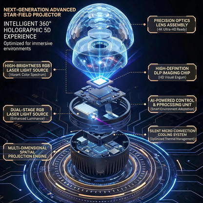 PureSource® 360° Panoramic Galaxy & Ocean Projector - Immersive Smart Ambient Lighting