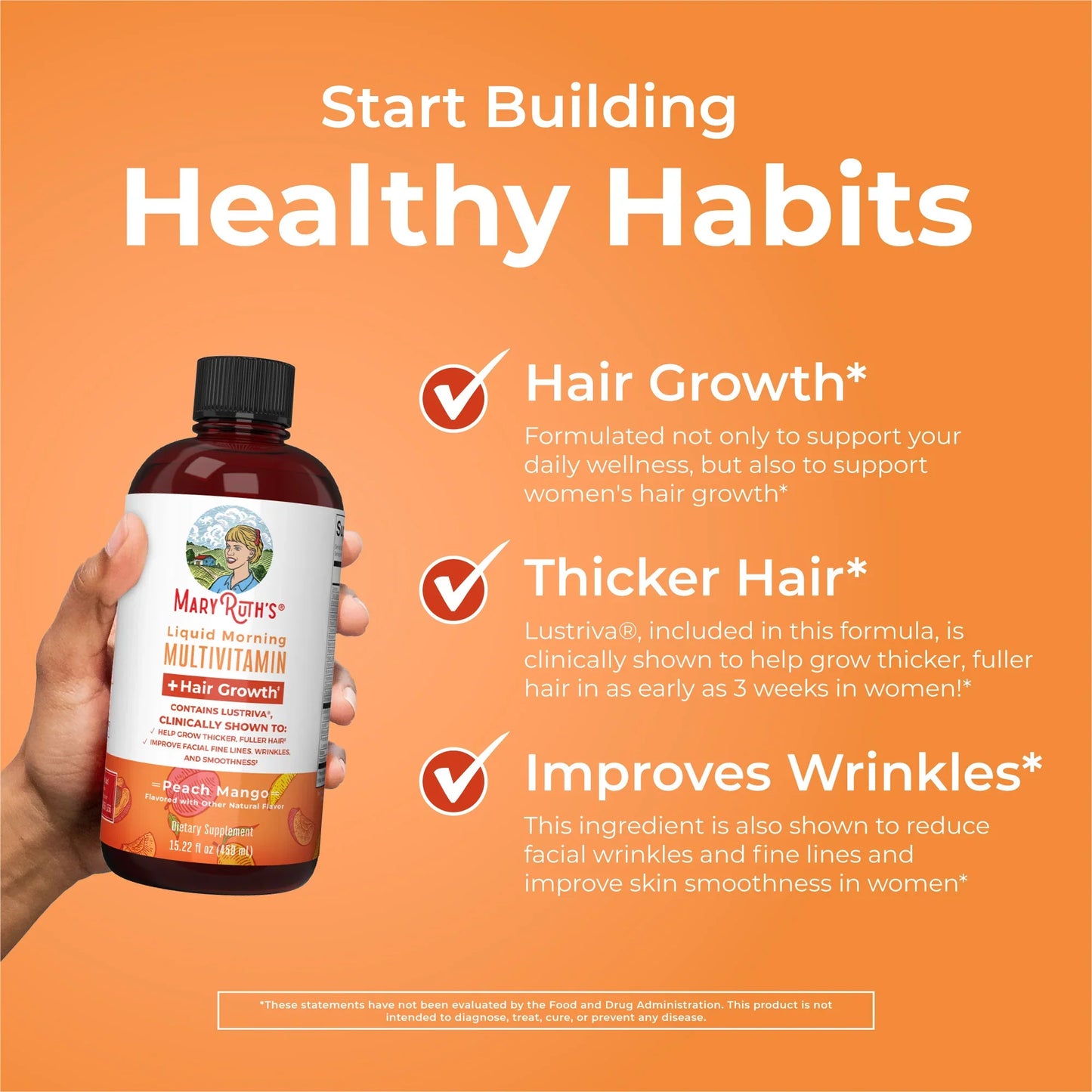Liquid Morning Multivitamin + Hair Growth - Peach Mango