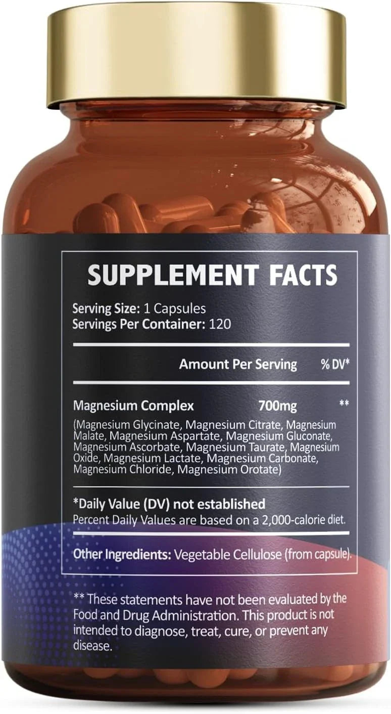 (2PC)Magnesium 12 in 1 Complex 700mg - Glycinate Citrate Malate Taurate
