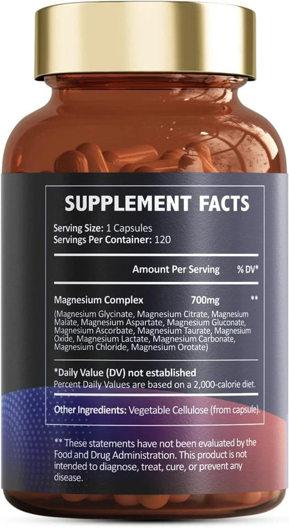 (2PC)Magnesium 12 in 1 Complex 700mg - Glycinate Citrate Malate Taurate