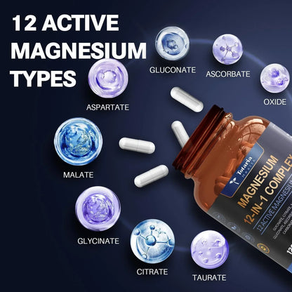 (2PC)Magnesium 12 in 1 Complex 700mg - Glycinate Citrate Malate Taurate