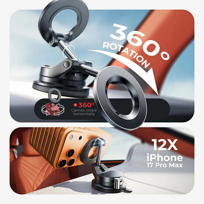 Magnetic Car Phone Holder – Strong Suction Cup, Foldable, Universal for Dashboard & Windshield