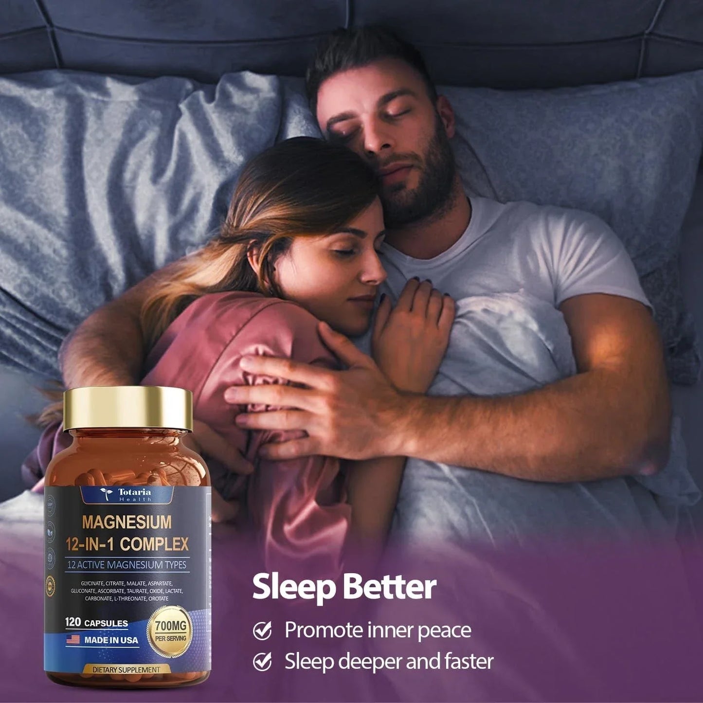(2PC)Magnesium 12 in 1 Complex 700mg - Glycinate Citrate Malate Taurate