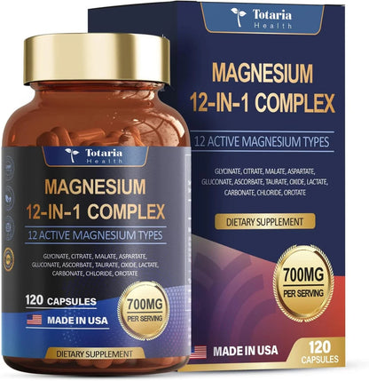 (2PC)Magnesium 12 in 1 Complex 700mg - Glycinate Citrate Malate Taurate