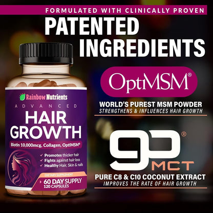 Hair Growth Vitamins for Women aturally Regrow Stronger & Healthier Hair, Skin and Nails | Stops Hair Loss | 60 Day Supply
