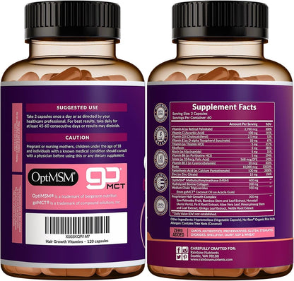Hair Growth Vitamins for Women aturally Regrow Stronger & Healthier Hair, Skin and Nails | Stops Hair Loss | 60 Day Supply
