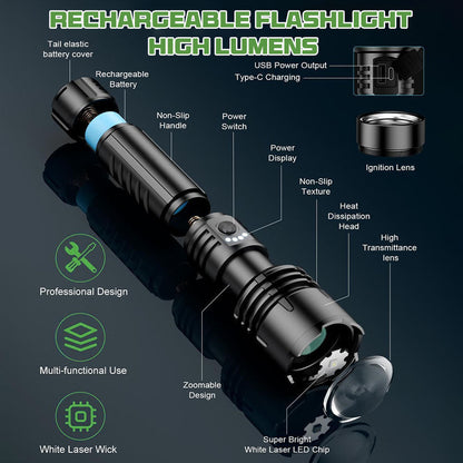 🔥60% OFF + FREE GIFT🔦 Super Bright Ultimate LED Tactical Flashlight, 80X Brightness, Cree LEDs, 50H Battery, Military Tough