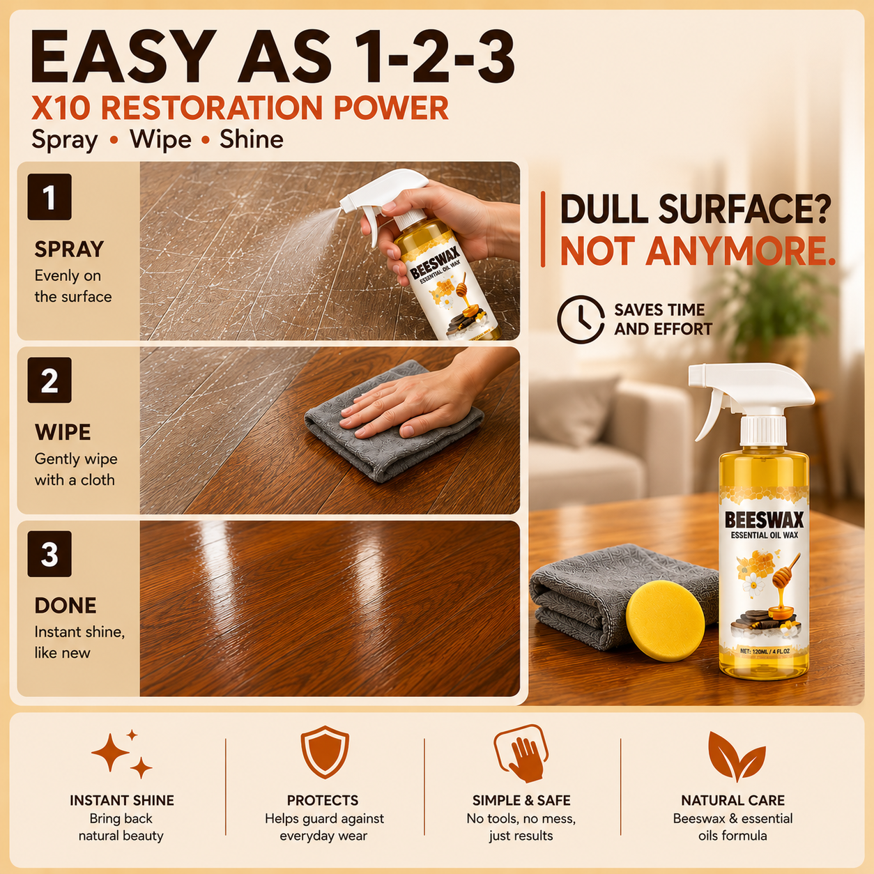 ScratchErase Beeswax Floor Spray - 2026 Expert-Formulated Wood Renewal Formula🔥SUMMRT SALE 60% OFF🔥
